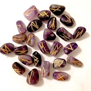 Amethyst Runes Set with Gold Symbols